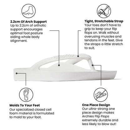 Arch Support Flip Flops - Classic - White